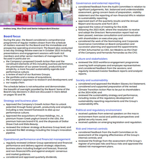 Example of governance framework of company 1