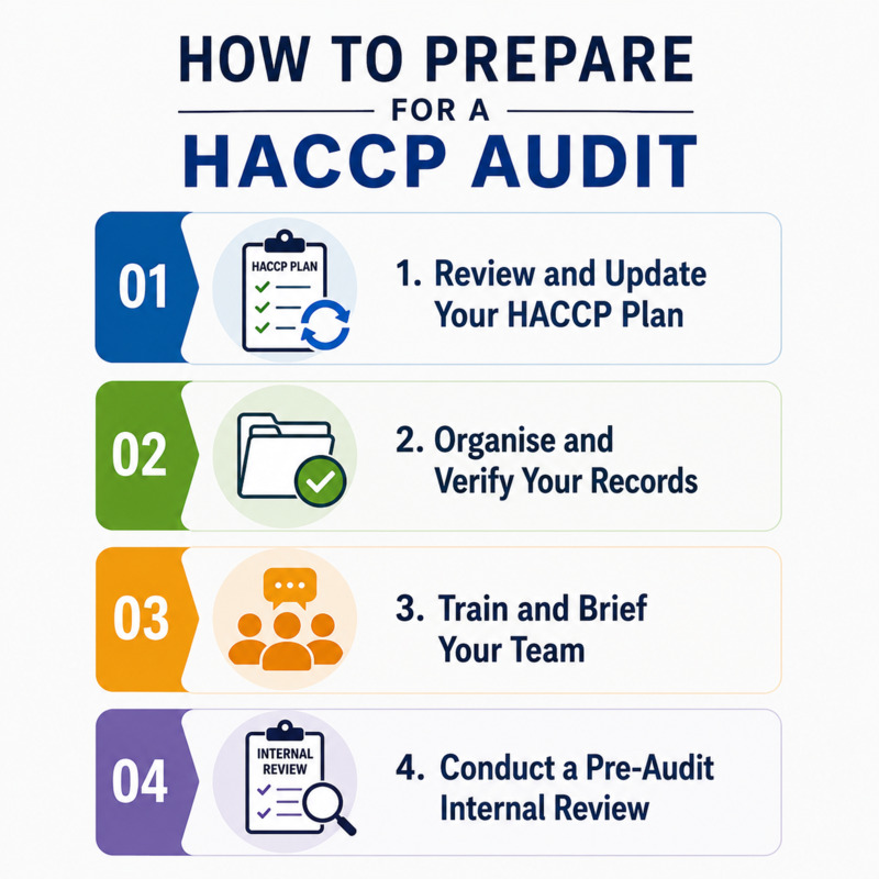 4 steps in preparing for a HACCP audit